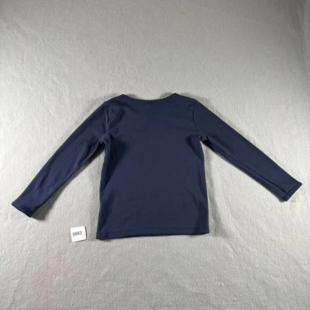 Hanna Andersson T-Shirt Girls‎ Size 110 US 5 Navy Cotton Long Sleeve Basic Top